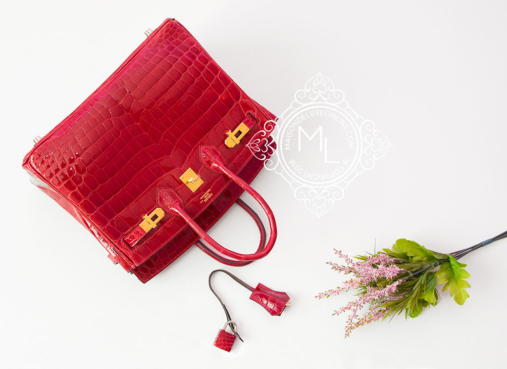 Hermes Braise Red Crocodile Birkin 25 Handbag