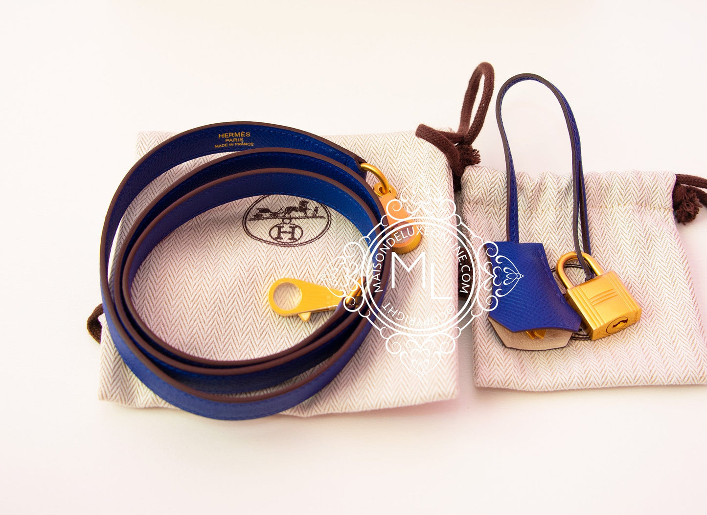 Hermes Craie + Blue Electrique HSS Sellier Kelly 25 Handbag