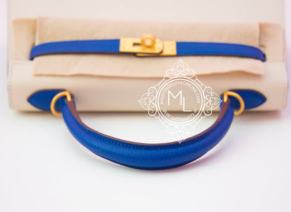 Hermes Craie + Blue Electrique HSS Sellier Kelly 25 Handbag