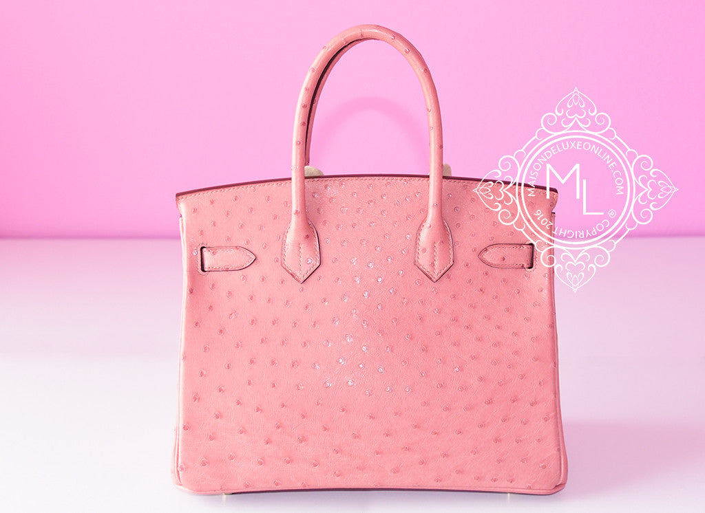 Hermes Pink Terre Cuite GHW Ostrich Birkin 30 Handbag