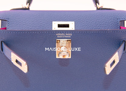 Hermes Mini Kelly II 20 Blue Brighton / Rose Pourpre