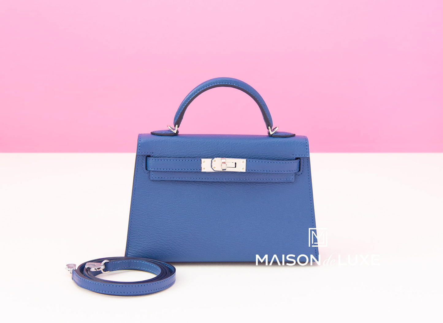 Hermes Mini Kelly II 20 Blue Brighton / Rose Pourpre