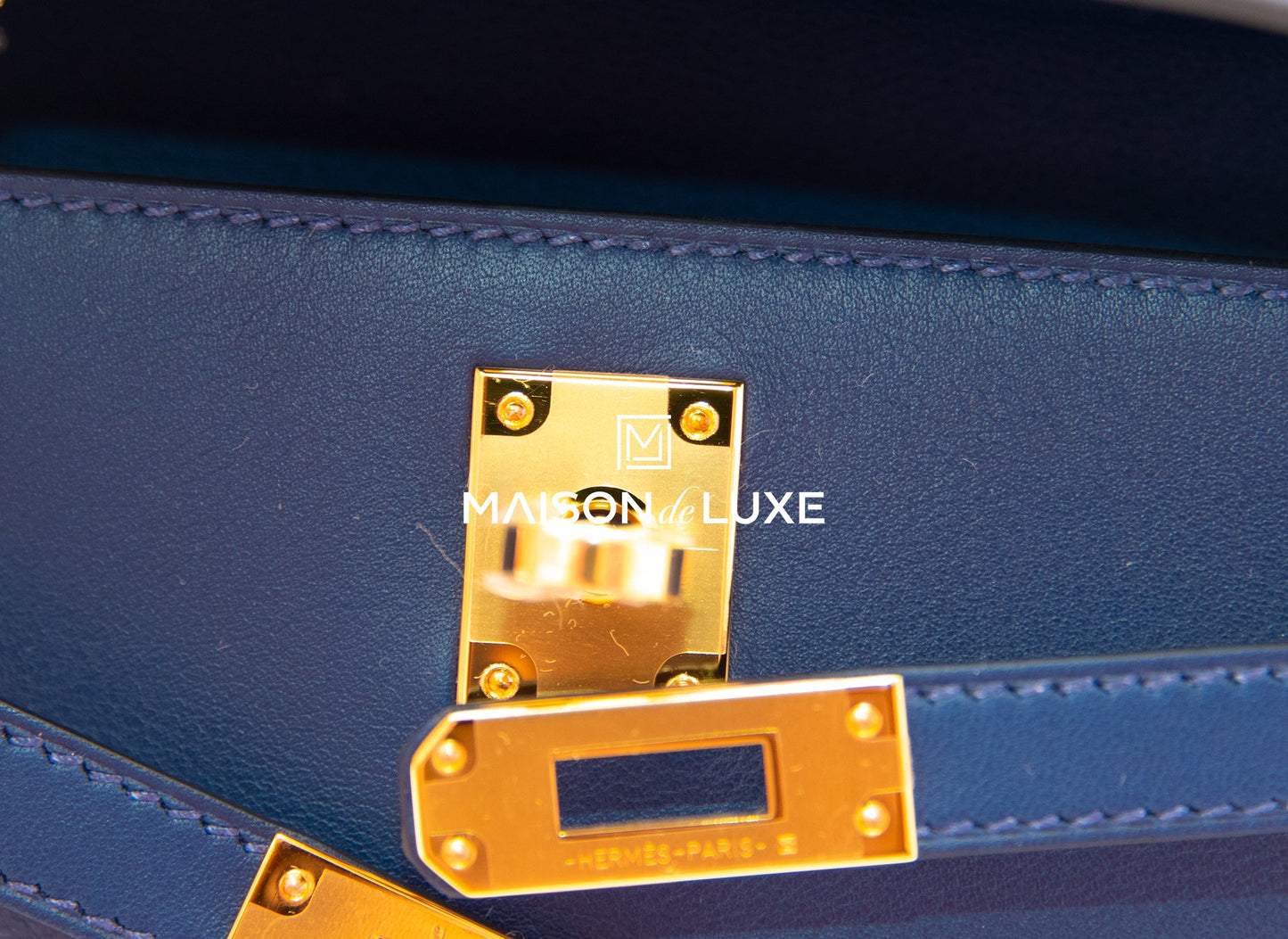 Hermes Navy GHW Swift Mini Kelly Pochette Clutch