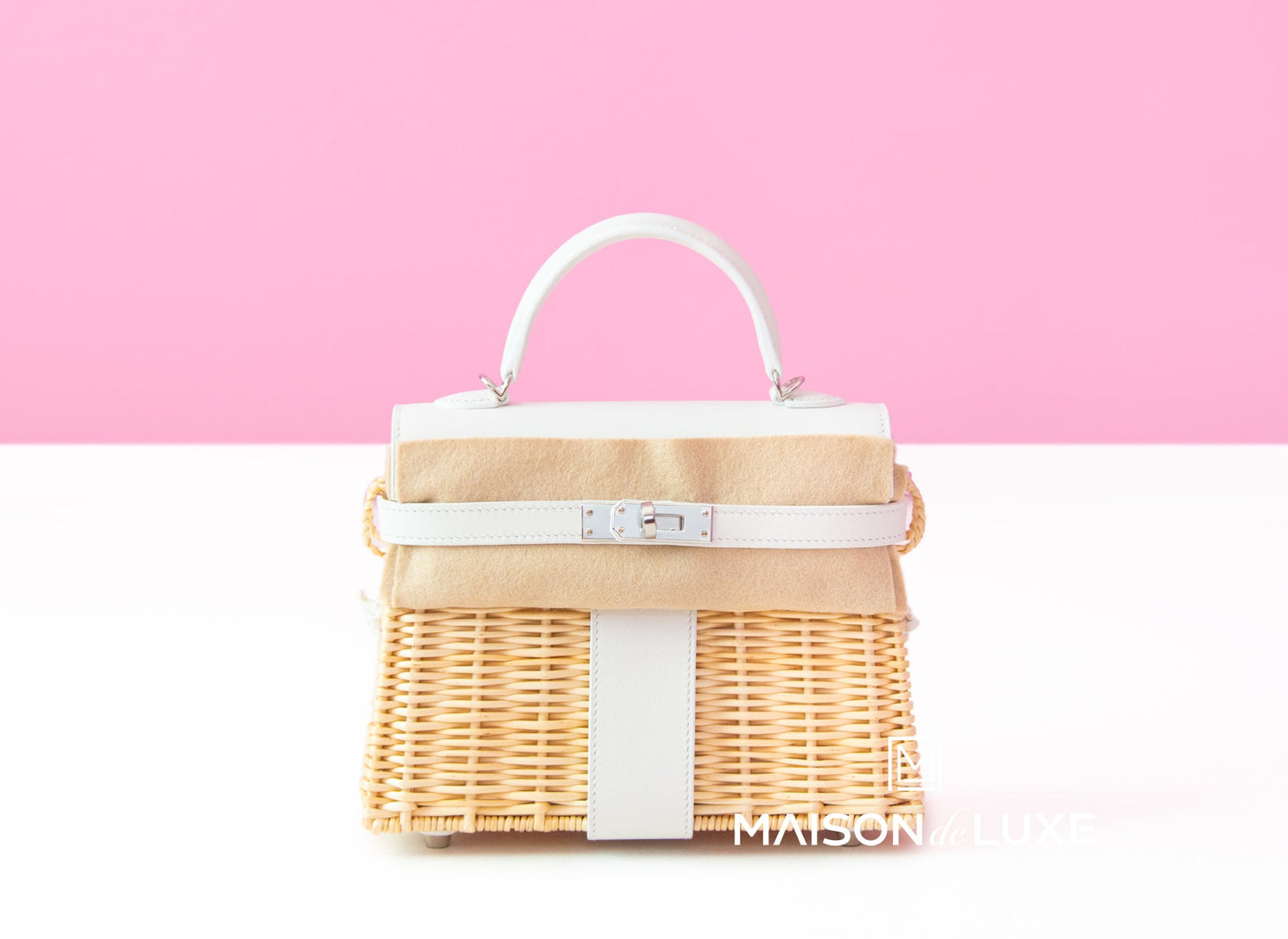 Hermes Blanc White Picnic Mini Kelly Handbag