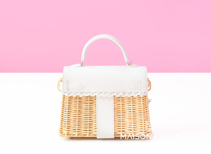 Hermes Blanc White Picnic Mini Kelly Handbag