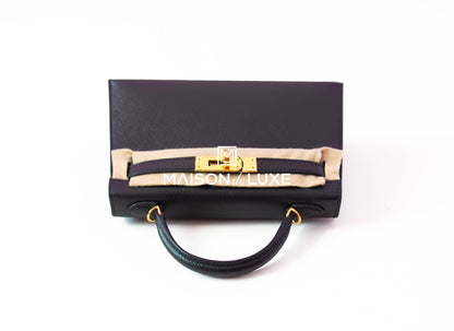 Hermes Mini Kelly II 20 Black Epsom Gold Hardware