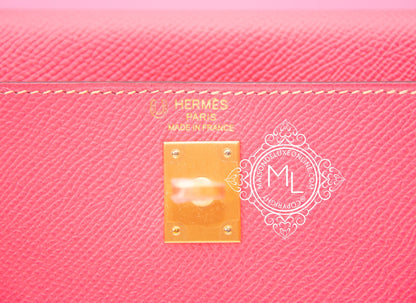 Hermes Rose Azalee + Jaune d'Or HSS Sellier Epsom Kelly 25 Handbag