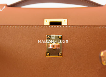 Hermes Gold GHW Swift Mini Kelly Pochette Clutch