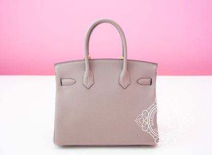 Hermes Gris Asphalte Togo GHW Birkin 30 Handbag