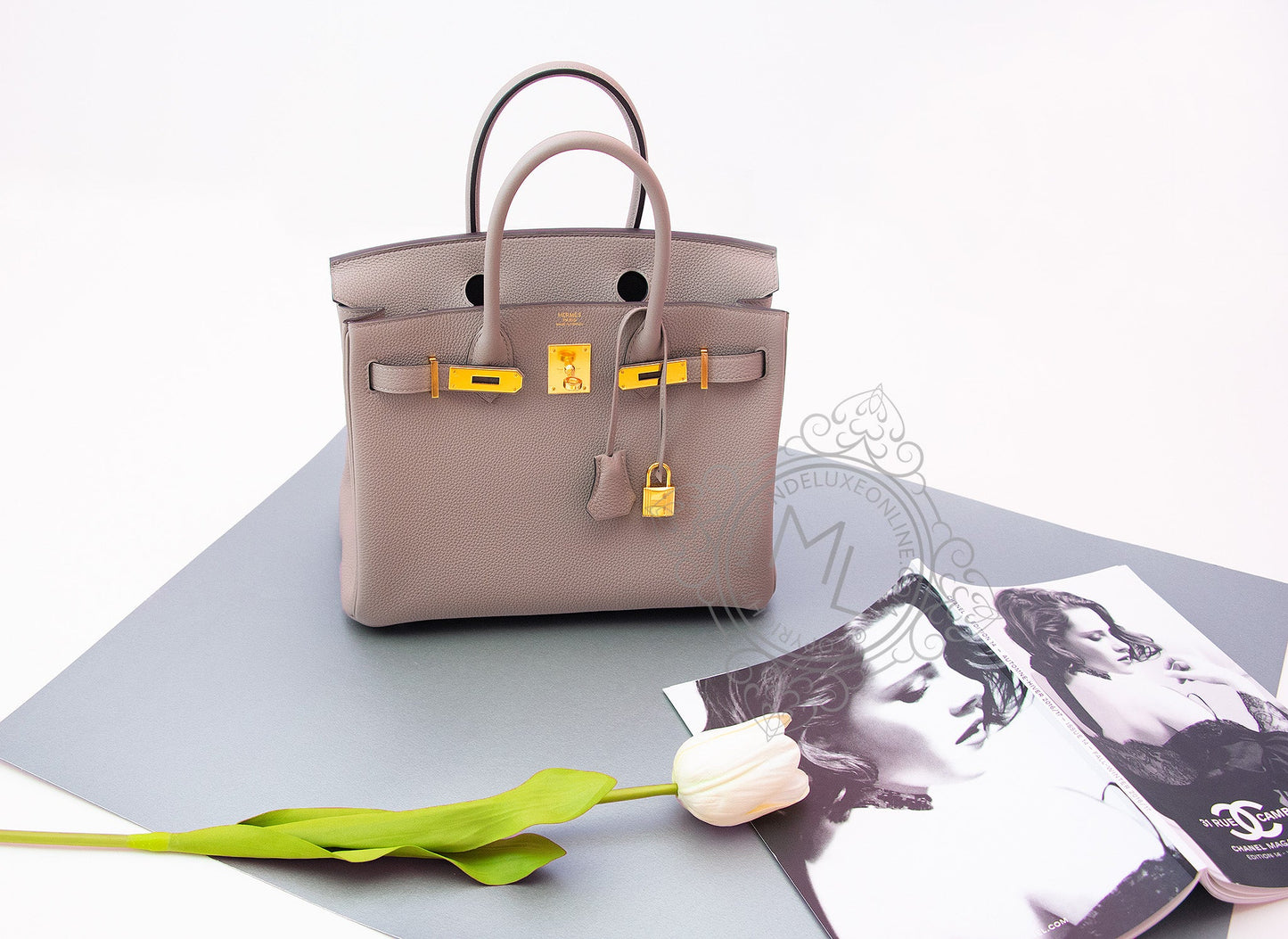 Hermes Gris Asphalte Togo GHW Birkin 30 Handbag