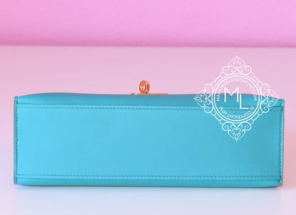 Hermes Bleu Paon GHW Mini Kelly Pochette Clutch