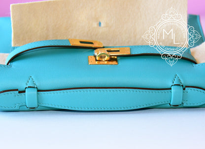 Hermes Bleu Paon GHW Mini Kelly Pochette Clutch