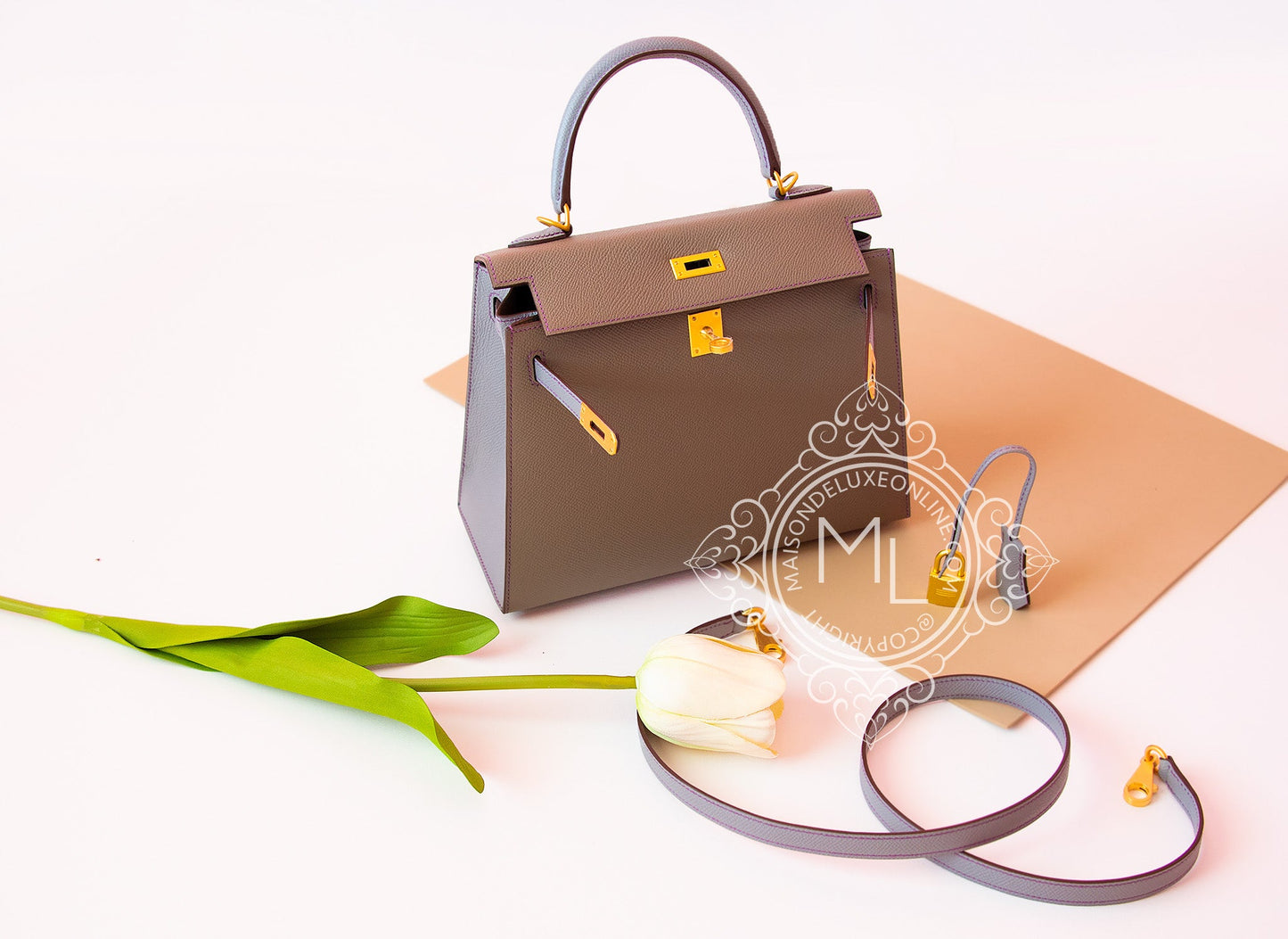 Hermes Etoupe + Gris Mouette HSS Sellier Kelly 25 Handbag