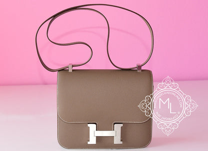 Hermes Etoupe Epsom Constance MM 24 Handbag