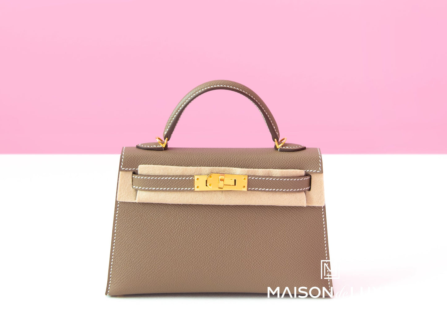 Hermes Mini Kelly II 20 Etoupe Epsom Gold Hardware