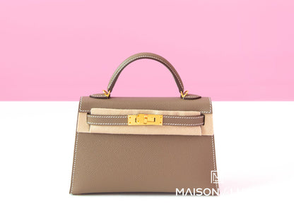 Hermes Mini Kelly II 20 Etoupe Epsom Gold Hardware