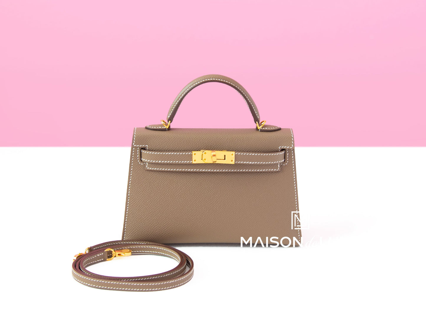 Hermes Mini Kelly II 20 Etoupe Epsom Gold Hardware