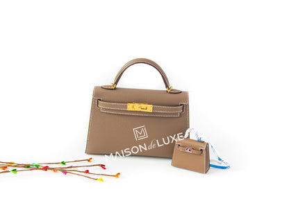 Hermes Mini Kelly II 20 Etoupe Epsom Gold Hardware