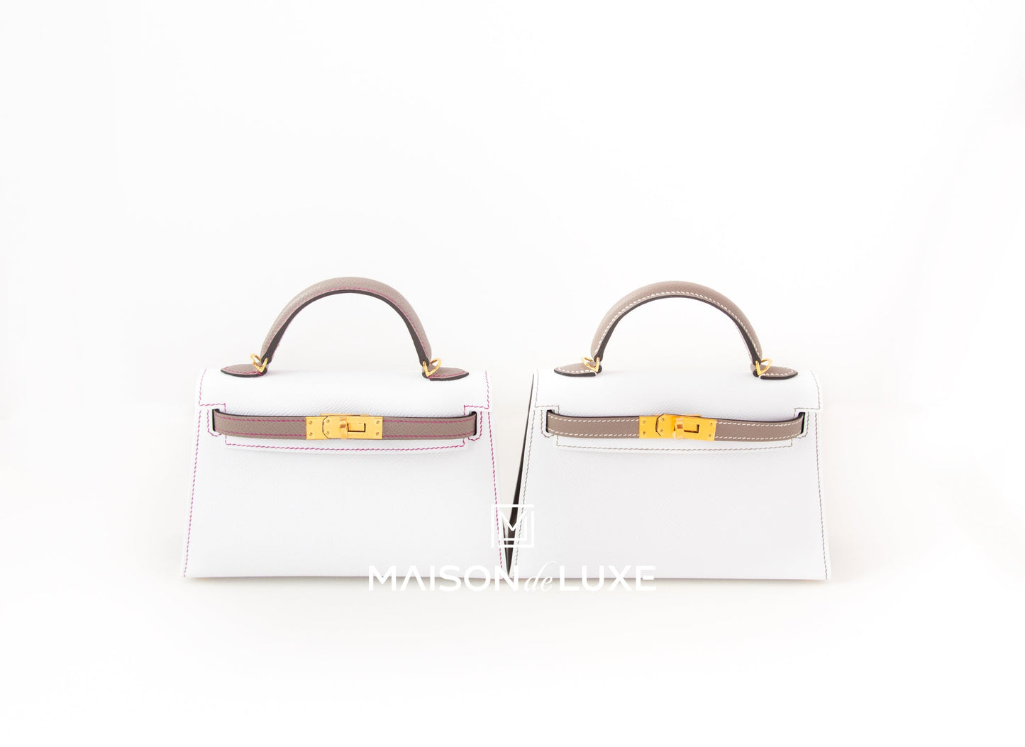 Hermes Mini Kelly II 20 Blanc / Gris Asphalt Epsom