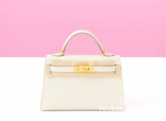 Hermes Mini Kelly II 20 Craie Epsom Gold Hardware