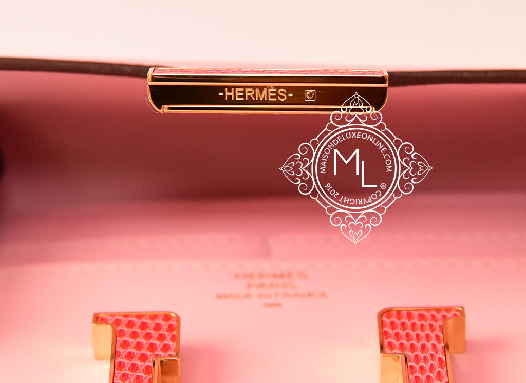 Hermes Rose Sakura Pink Bougainvillea Lizard Constance Wallet