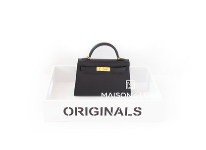 Hermes Mini Kelly II 20 Black Epsom Gold Hardware