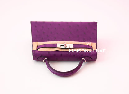 Hermes Mini Kelly II 20 Violine Ostrich Palladium Hardware