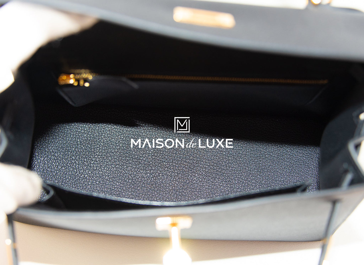 Hermes Kelly Sellier 25 Black Epsom Gold Hardware