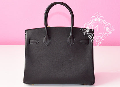 Hermes Black Noir Epsom GHW Birkin 30 Handbag