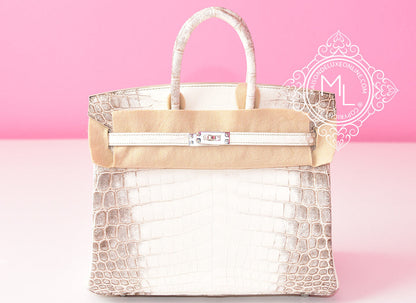 Hermes Blanc Himalayan Himalaya Birkin 25 White Crocodile