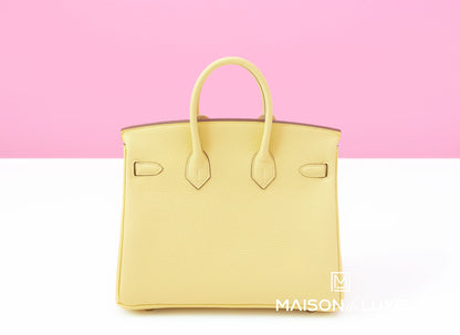 Hermes Jaune Poussin Togo Birkin 25 Handbag