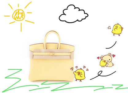 Hermes Jaune Poussin Togo Birkin 25 Handbag