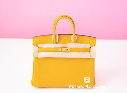 Hermes Jaune Ambre Togo GHW Birkin 25 Handbag