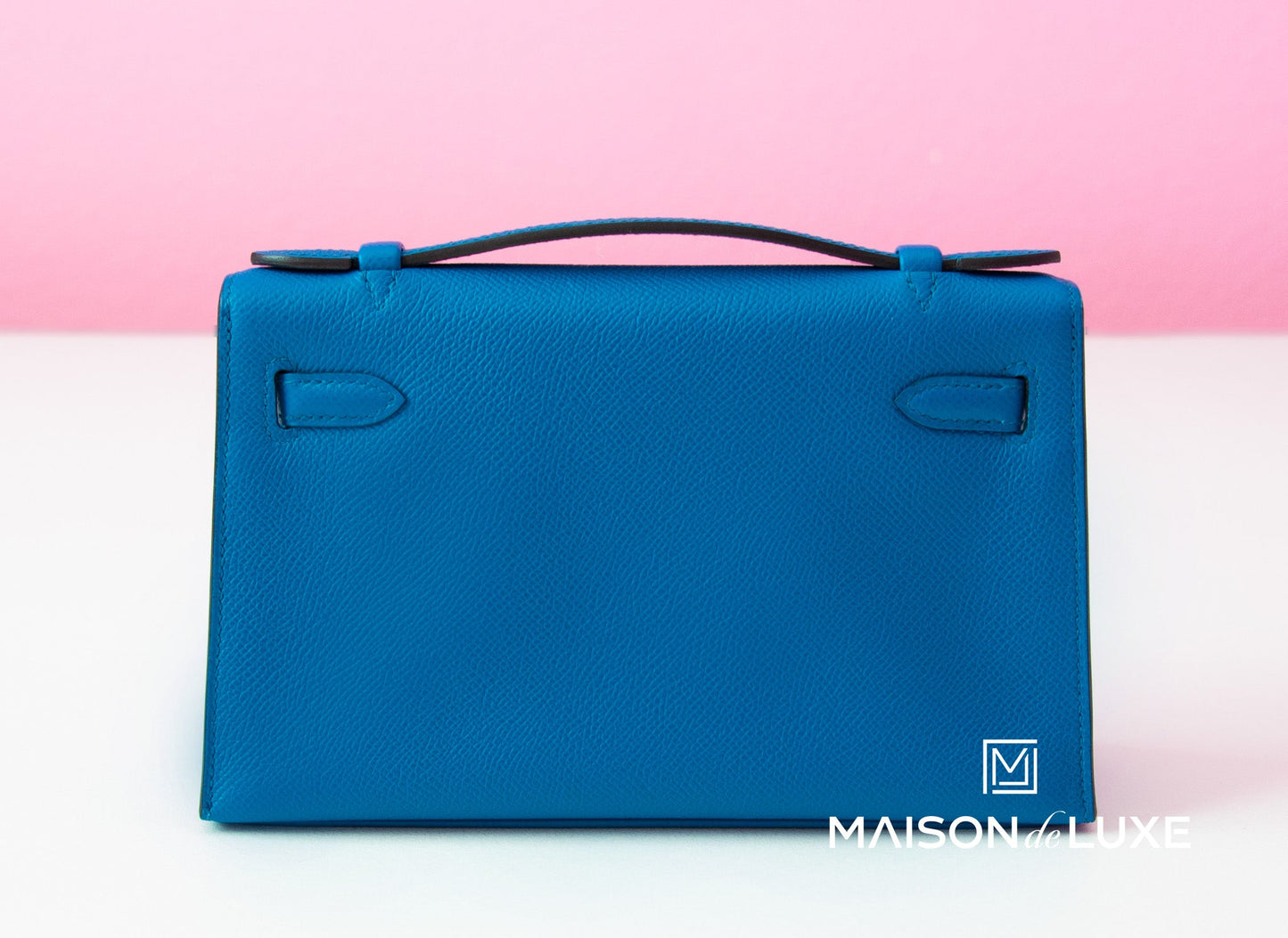 Hermes Blue Izmir GHW Epsom Mini Kelly Pochette Clutch