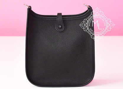 Hermes Black Noir Epsom Mini TPM Evelyne Messenger Bag