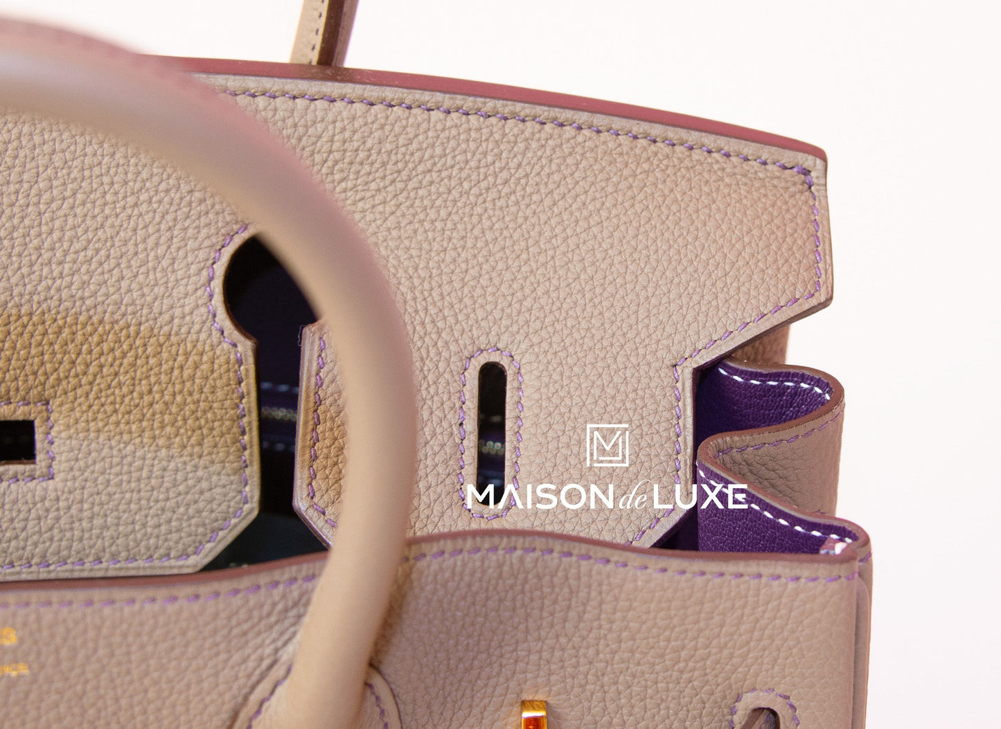 Hermes HSS Etoupe + Purple Togo GHW Birkin 30 Handbag