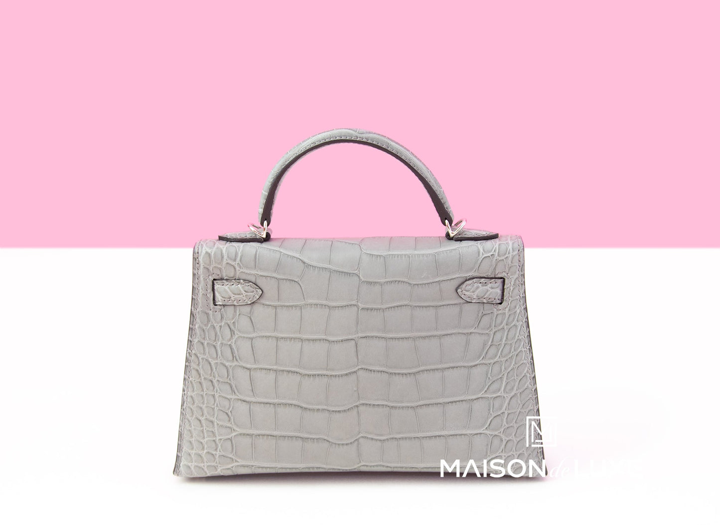 Hermes Mini Kelly II 20 Gris Ciment Matte Alligator