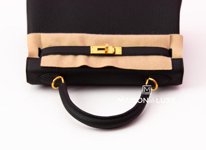 Hermes Noir Black GHW Togo Kelly 25 Handbag