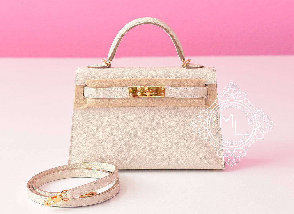 Hermes Mini Kelly II 20 Craie Epsom Gold Hardware