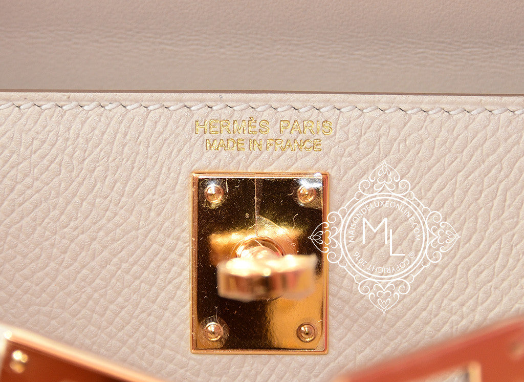 Hermes Mini Kelly II 20 Craie Epsom Gold Hardware