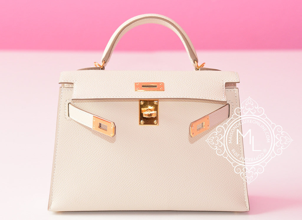 Hermes Mini Kelly II 20 Craie Epsom Gold Hardware