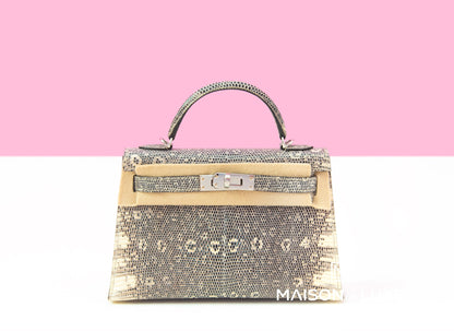 Hermes Mini Kelly II 20 Ombré Lizard Natural