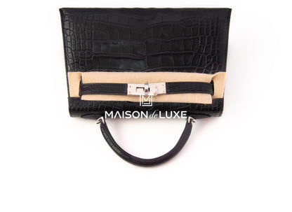 Hermes Mini Kelly II 20 Black HSS Matte Alligator