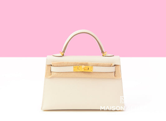 Hermes Mini Kelly II 20 Craie & Yellow HSS Epsom