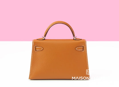 Hermes Mini Kelly II 20 Gold Epsom Palladium Hardware