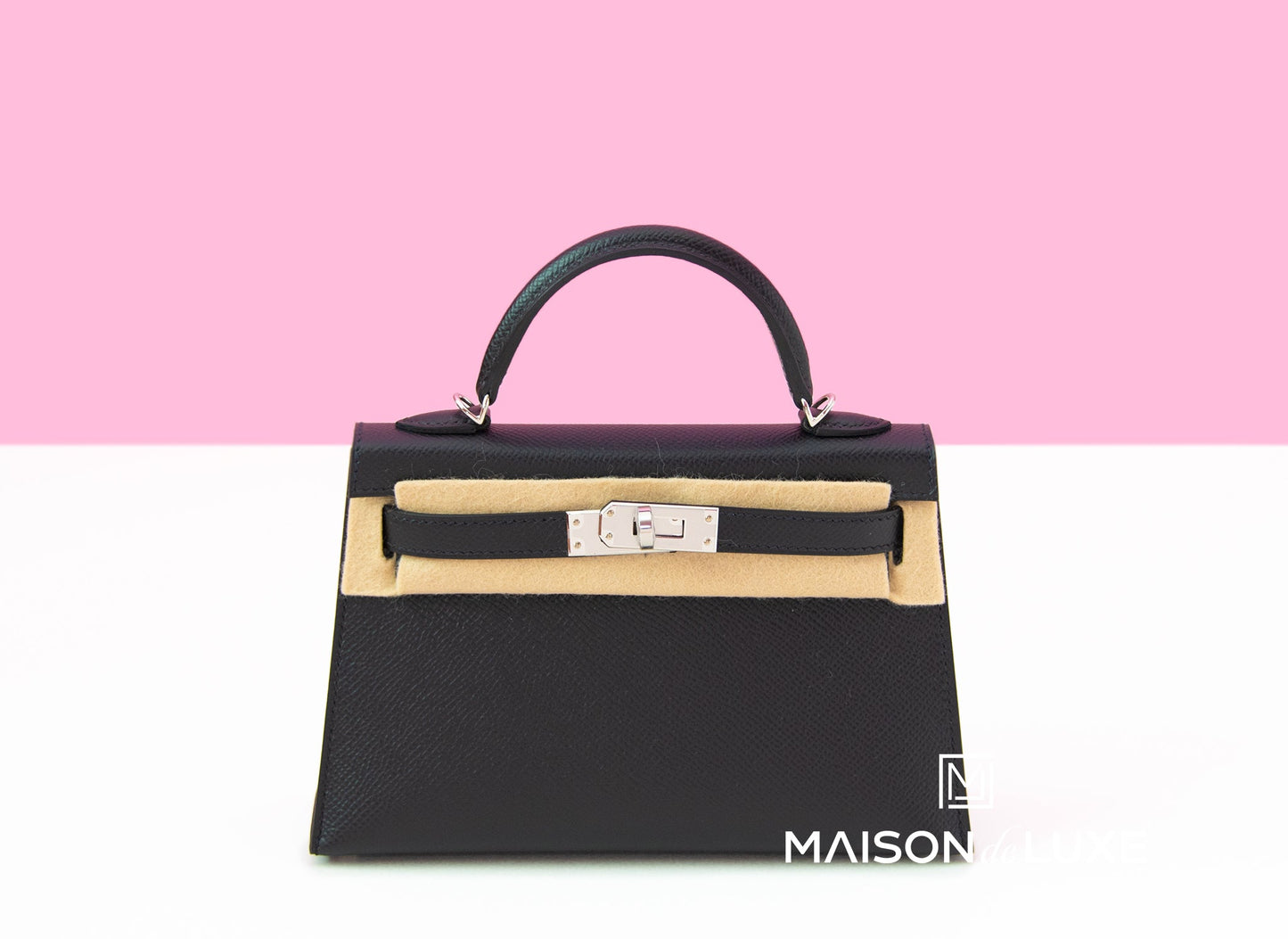 Hermes Mini Kelly II 20 Black Epsom Palladium Hardware