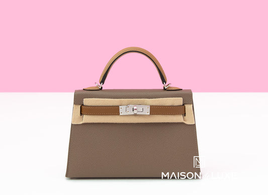 Hermes Mini Kelly II 20 Etoupe / Alezan / Biscuit Epsom