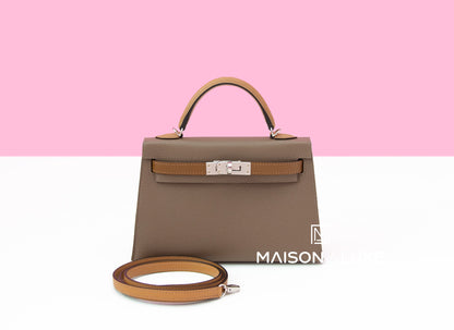 Hermes Mini Kelly II 20 Etoupe / Alezan / Biscuit Epsom