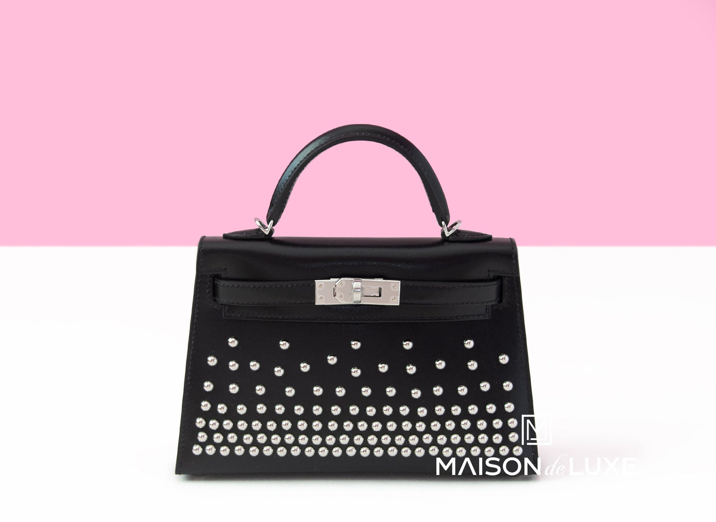 Hermes Clouté Studded Mini Kelly II 20 Black Box