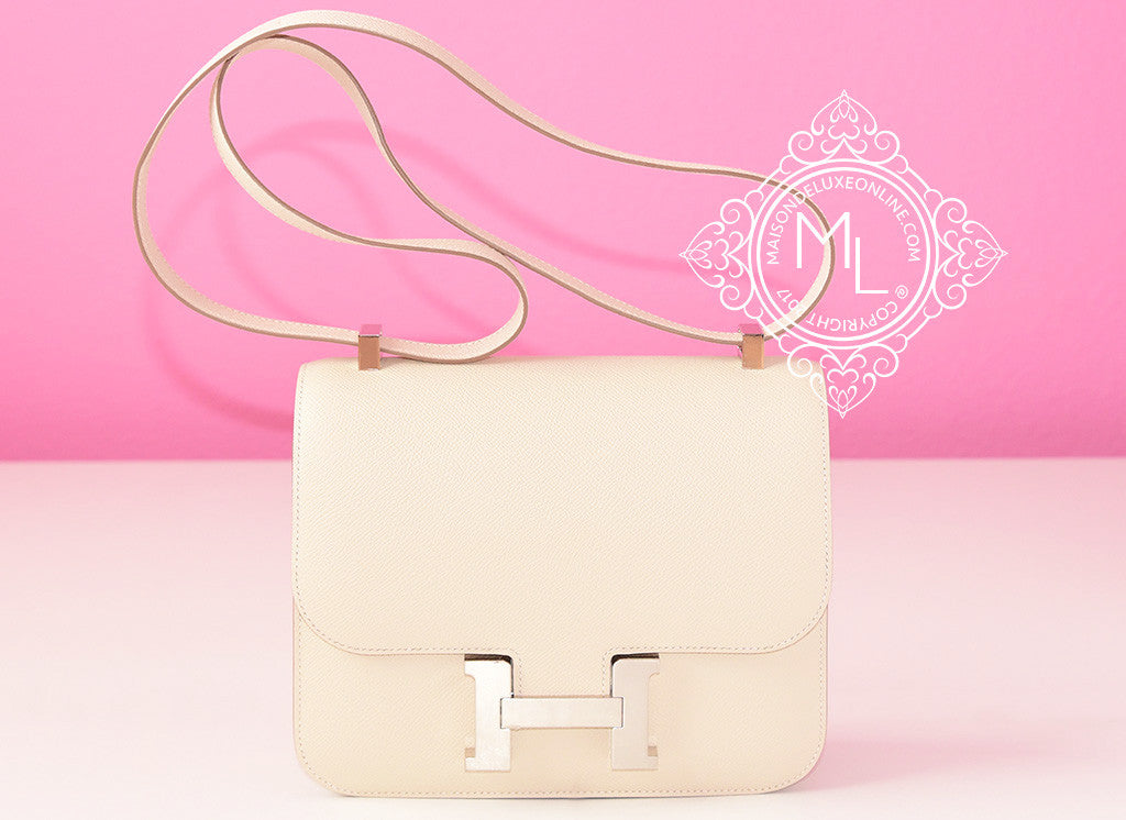 Hermes Craie White Epsom Constance MM 24/25 Handbag